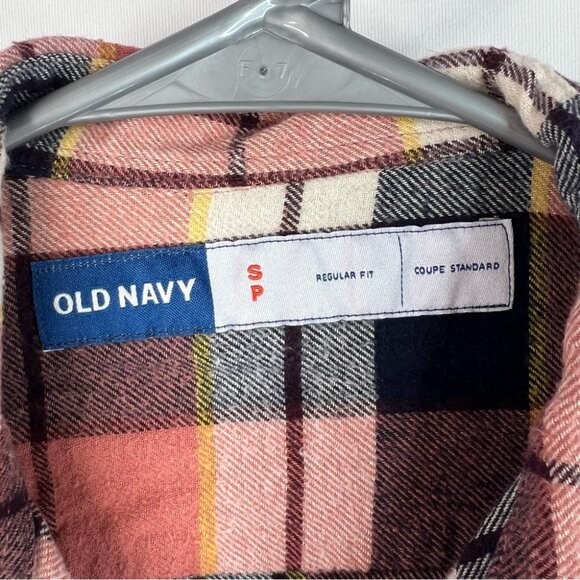 Old Navy button down Plaid Shirt in orange Red, Black, and Yellow - Picture 10 of 12